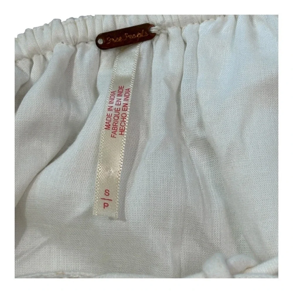 Free People Adella Mini‎ Dress Womens Small Ivory White Boho Open Back Button